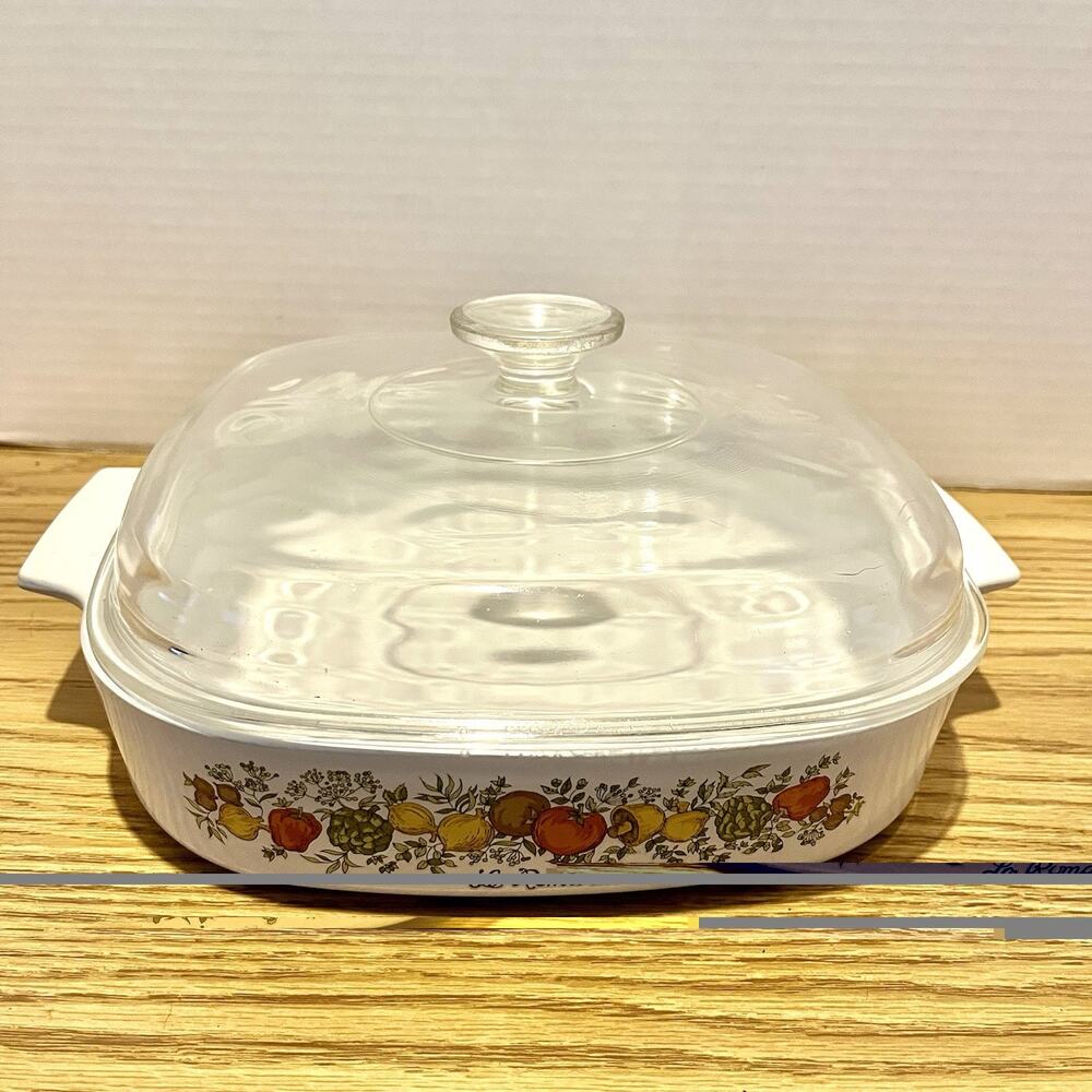 VTG Corning Ware Spice of Life Casserole Dish La Romarin A-10-B with Pyrex Lid